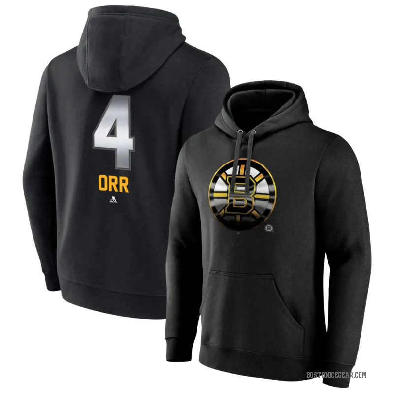 Bobby Orr Youth Black Boston Bruins Branded Midnight Mascot Logo Pullover Hoodie