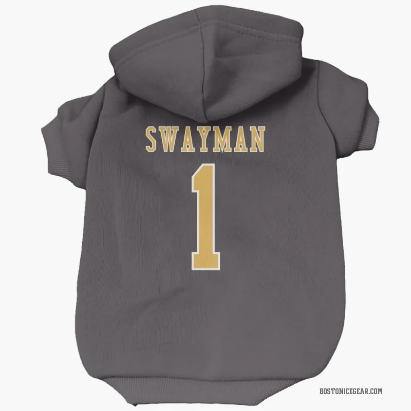 Jeremy Swayman  Black Boston Bruins  Cat & Dog Pet Hoodie