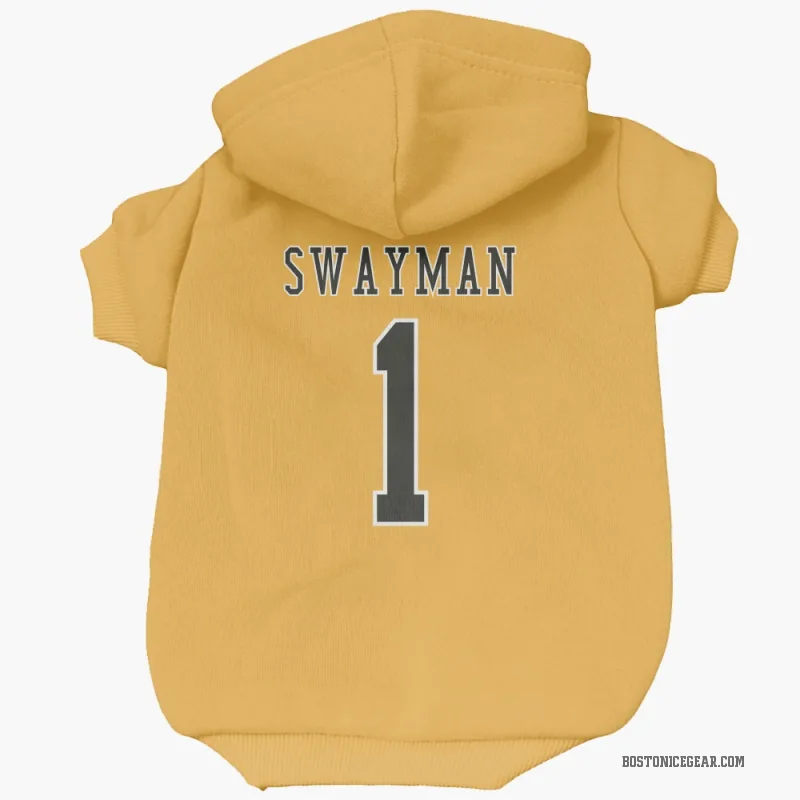 Jeremy Swayman  Gold Boston Bruins  Cat & Dog Pet Hoodie