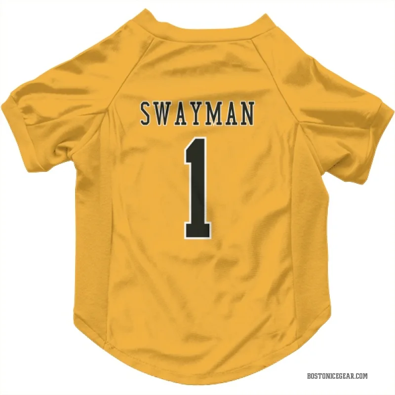 Jeremy Swayman  Gold Boston Bruins  Cat & Dog Pet Jersey