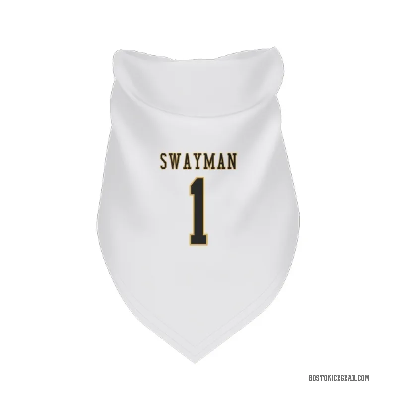 Jeremy Swayman  White Boston Bruins  Cat & Dog Pet Bandana