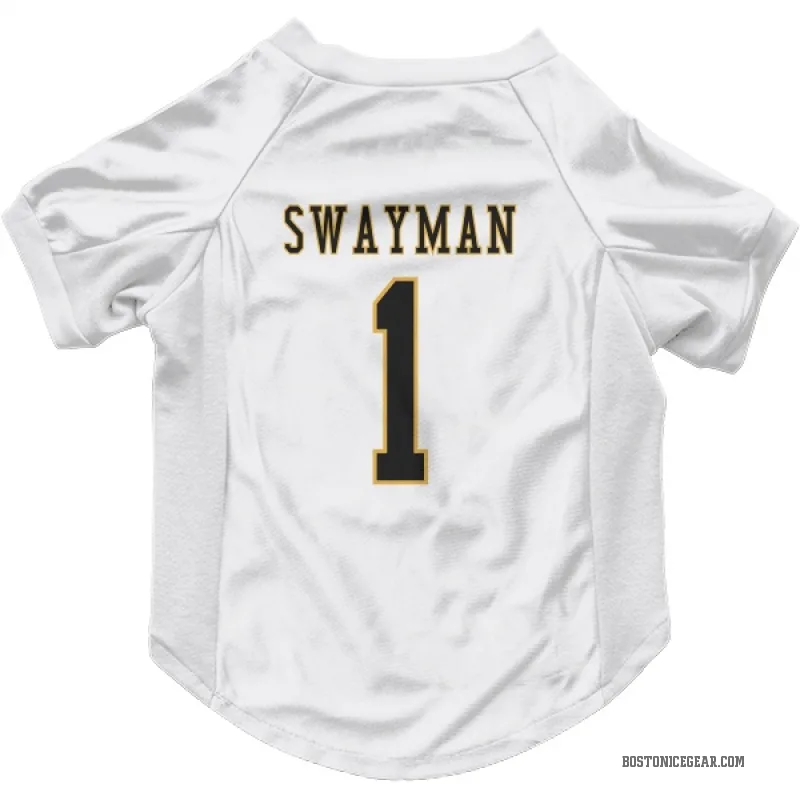 Jeremy Swayman  White Boston Bruins  Cat & Dog Pet Jersey