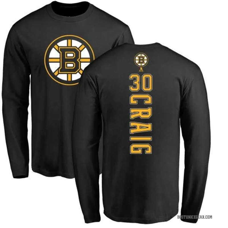 Jim Craig Men's Black Boston Bruins Backer Long Sleeve T-Shirt -