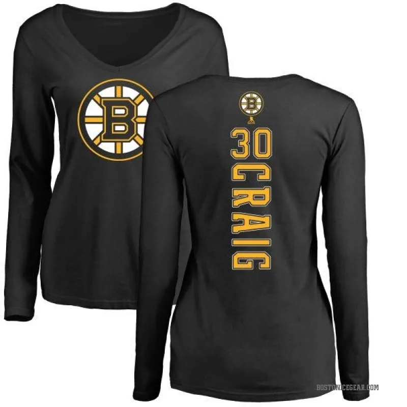 Jim Craig Women's Black Boston Bruins Backer Long Sleeve T-Shirt -